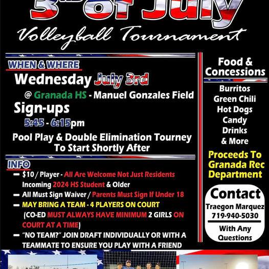 Event Poster Wednesday July 3rd at Granada High School Manuel Gonzales Field 5:45 to 6:15 PM